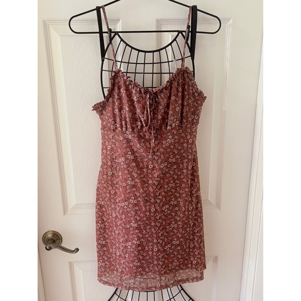 Vintage Y2K Ultra Flirt Juniors 9 Floral Ruffle Slip Dress Pink Made USA